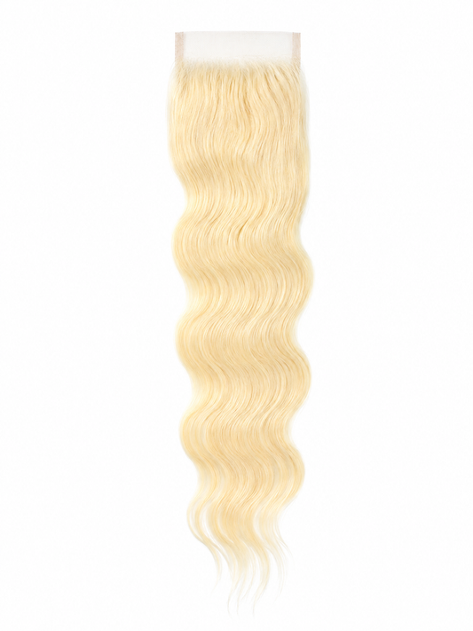 5x5 raw lace closure, 613 blonde wavy texture — Sleeked
