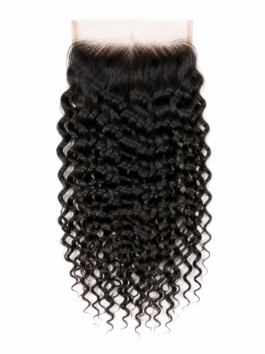 5x5 raw lace closure, deep curly texture — Sleeked